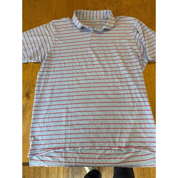 B. Draddy Sport Men's Large Short Sleeve Blue/pink  Striped Golf Polo Shirt - Picture 4 of 8
